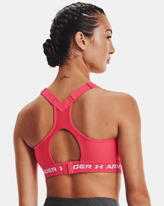 Women's Armour® High Crossback Sports Bra in Pink image number 1